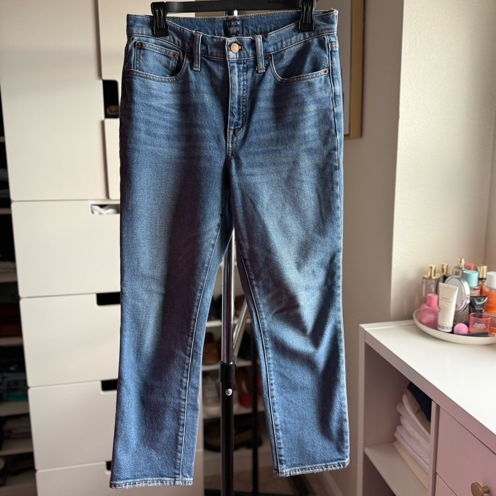 J. Crew Essencial Straight Ifan Blue Denim High Rise Jeans Women’s Size 28